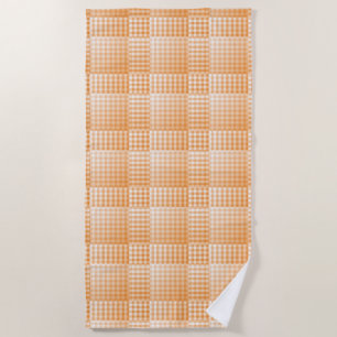 Orange White Chequered Abstract Pattern Beach Towel