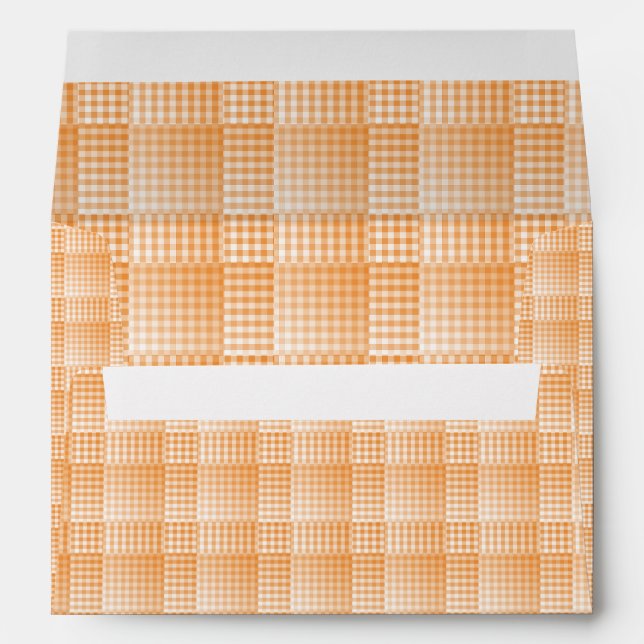 Orange White Chequered Abstract Pattern Envelope (Back (Bottom))