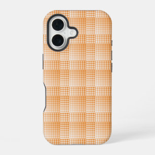 Orange White Chequered Abstract Pattern iPhone 16 Case