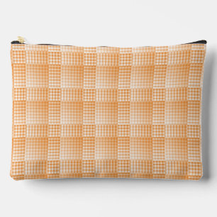 Orange White Chequered Abstract Pattern Large Accessory Pouch