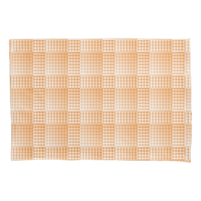 Orange White Chequered Abstract Pattern Pillowcase (Front-Left)