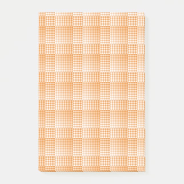 Orange White Chequered Abstract Pattern Post-it Notes (Front)