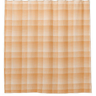Orange White Chequered Abstract Pattern Shower Curtain