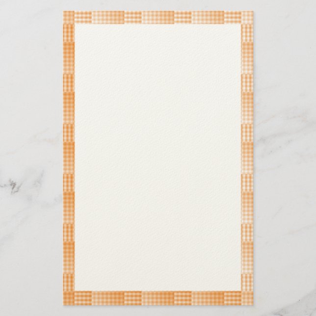 Orange White Chequered Abstract Pattern Stationery (Front)