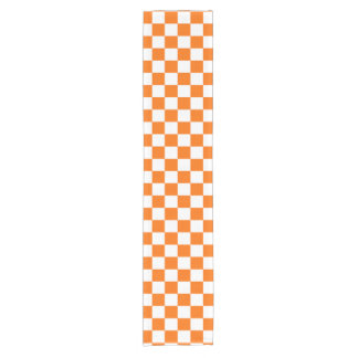 Orange White Chequered Check Pattern Short Table Runner