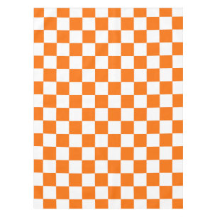 Orange White Chequered Check Pattern Tablecloth
