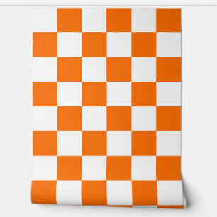 Orange White Chequered Check Wall Decor