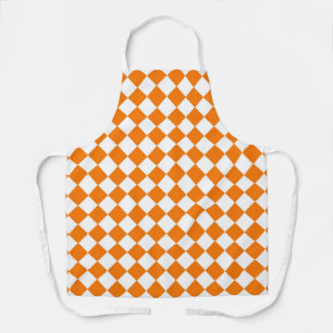 Orange White Chequered Diamond Pattern Apron