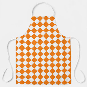 Orange White Chequered Diamond Pattern Apron