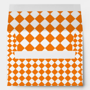 Orange White Chequered Diamond Pattern Envelope