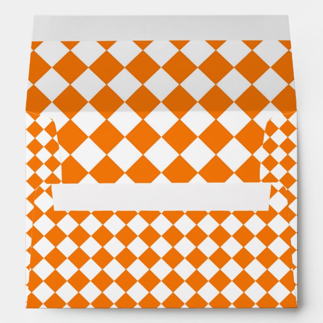 Orange White Chequered Diamond Pattern Envelope (Back (Bottom))