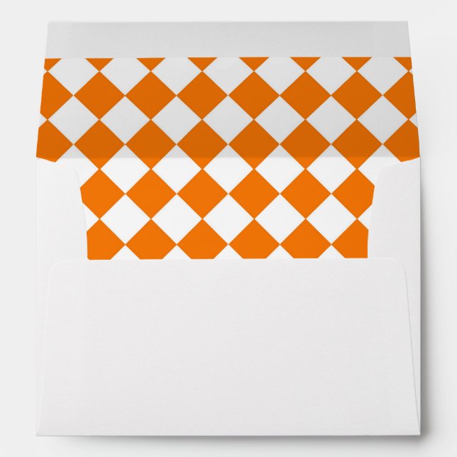 Orange White Chequered Diamond Pattern Envelope (Back (Bottom))