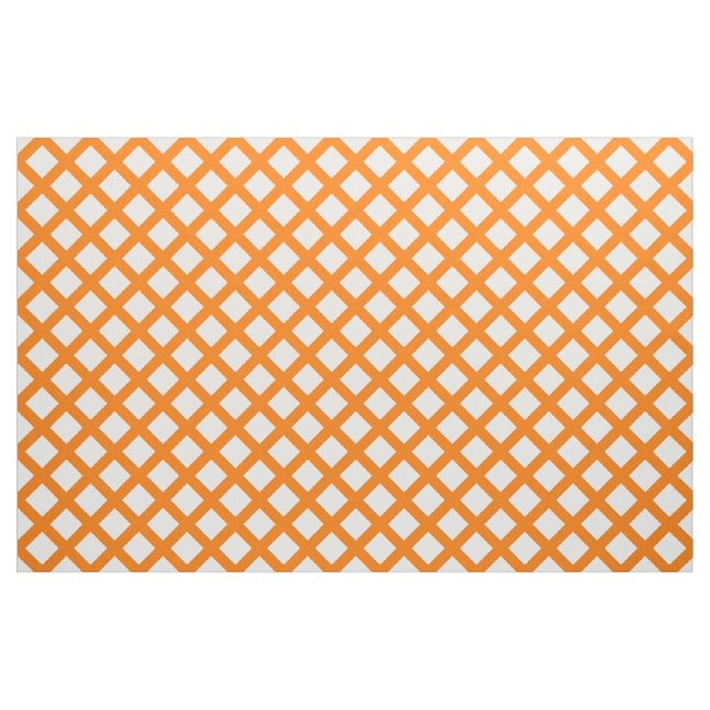 Orange White Chequered Diamond Pattern Fabric (Fat Quarter)