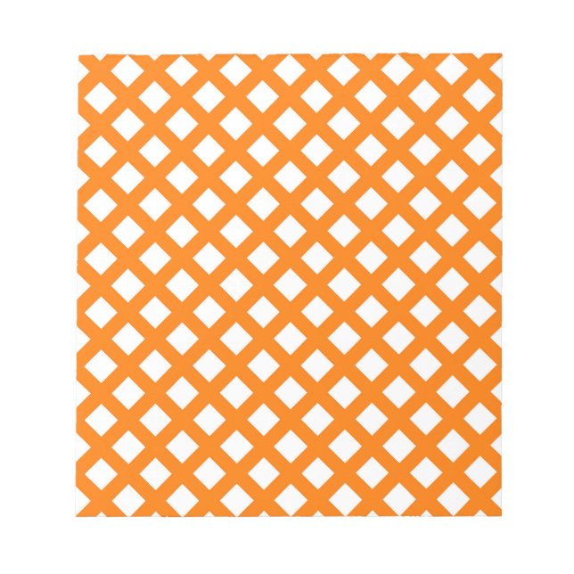 Orange White Chequered Diamond Pattern Notepad (Front)