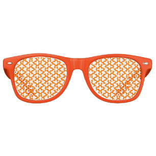 Orange White Chequered Diamond Pattern Retro Sunglasses