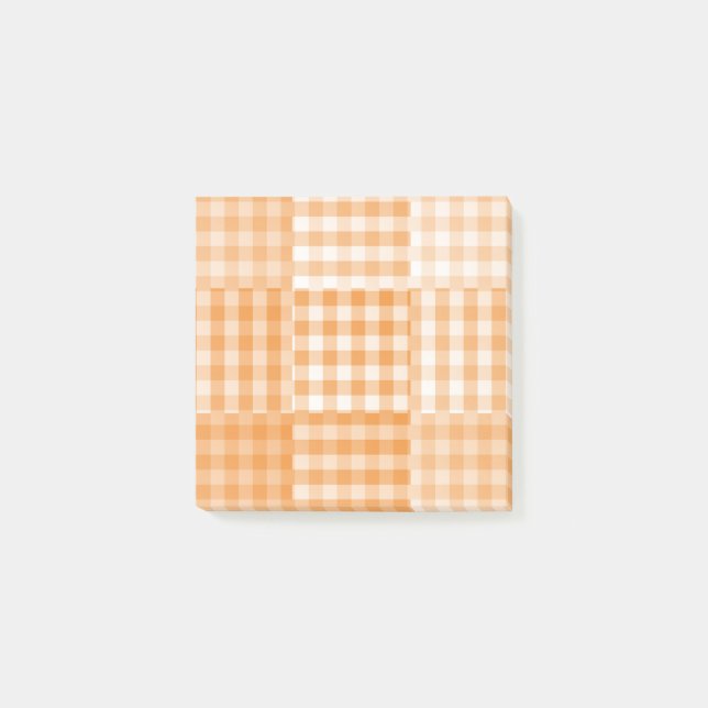 Orange White Chequered Patchwork Pattern Post-it Notes (Front)