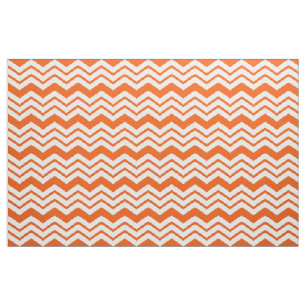Orange White Chevron Zigzag Pattern Design Fabric