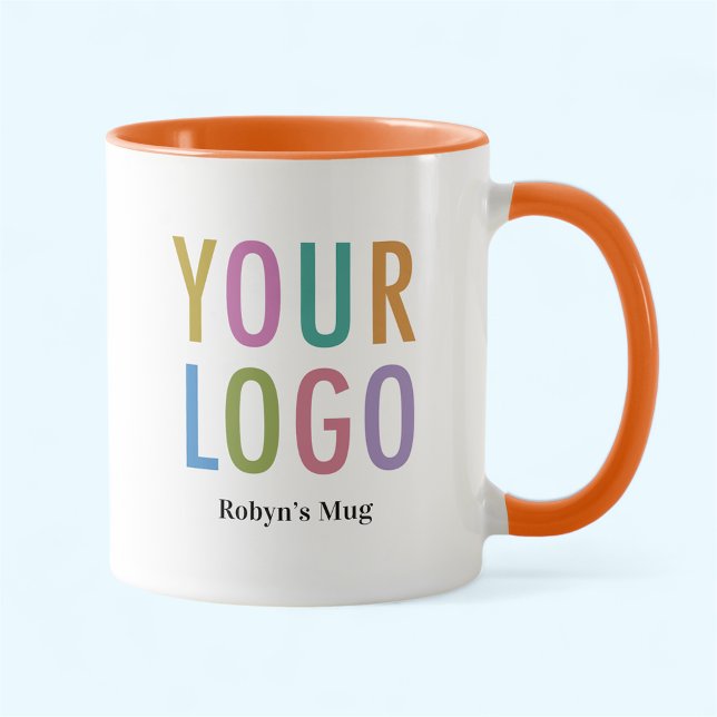 Orange & White Coffee Mug Custom Logo Personalised (MISOOK 11 oz Orange Two Tone Mug with Logo)