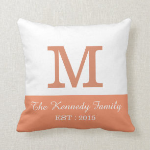 Orange White ColorBlock Reversible Family Monogram Cushion