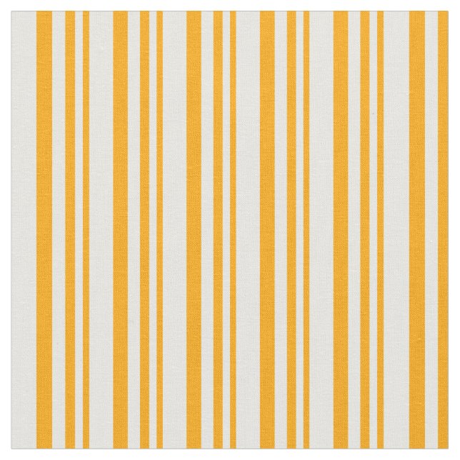 Orange & White Coloured Lines/Stripes Pattern Fabric (Close Up)