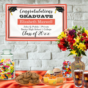 Orange   White Congratulations Graduate Graduation Banner