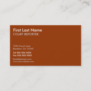 Orange white court reporter custom business cards