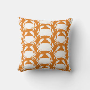 Orange White Crab Pattern Nautical Boat Pool Cushion