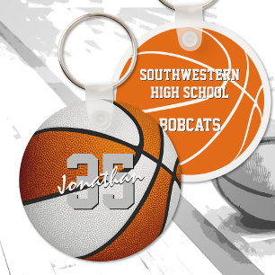 orange white custom jersey number basketball key ring