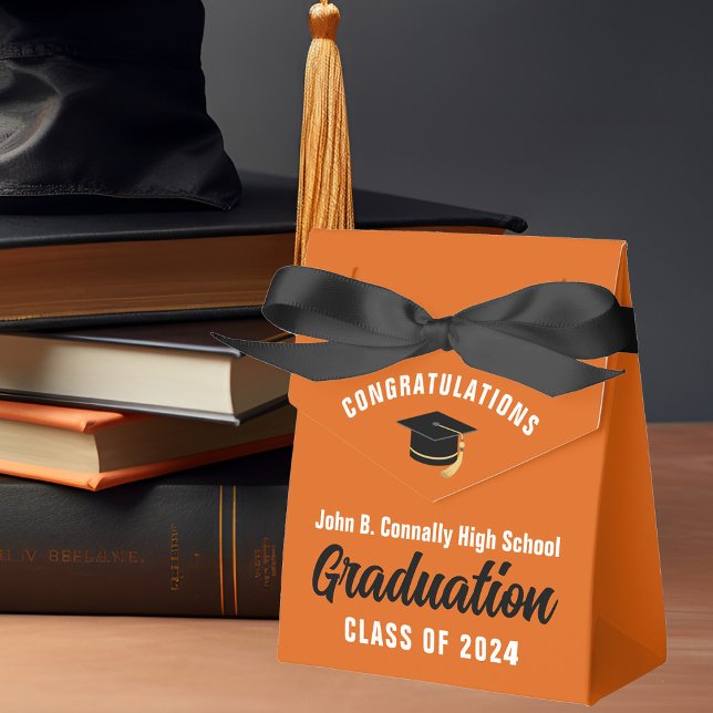 Orange White Custom School Graduation Party Favour Box (Creator Uploaded)