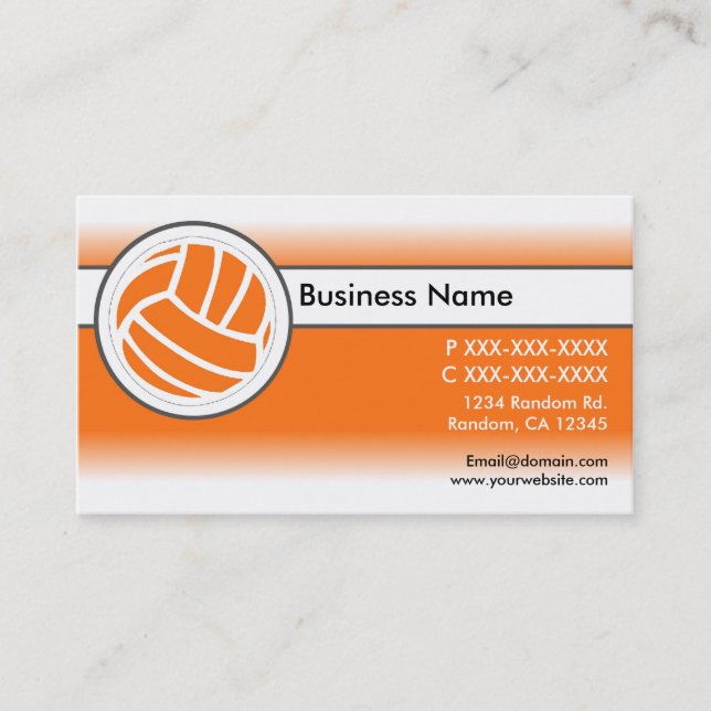 Orange white fade volleyball business cards (Front)