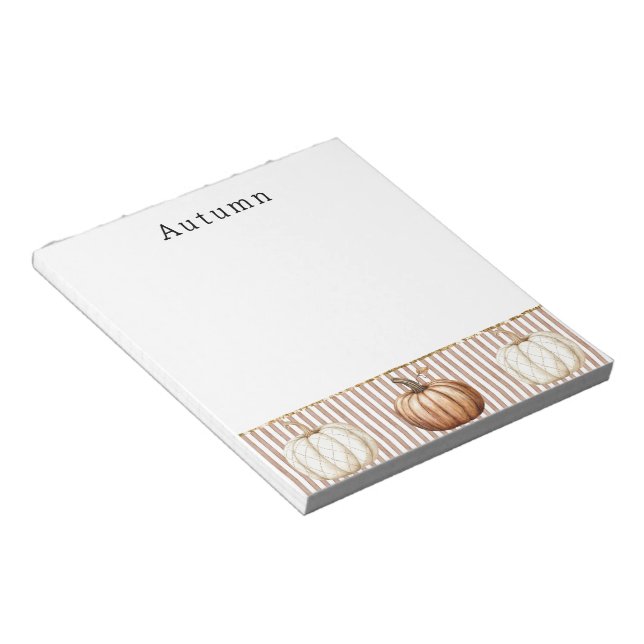 Orange White Fall Pumpkins personalised  Notepad (Angled)