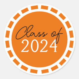 Orange & White Filmstrip Graduation Classic Round Sticker