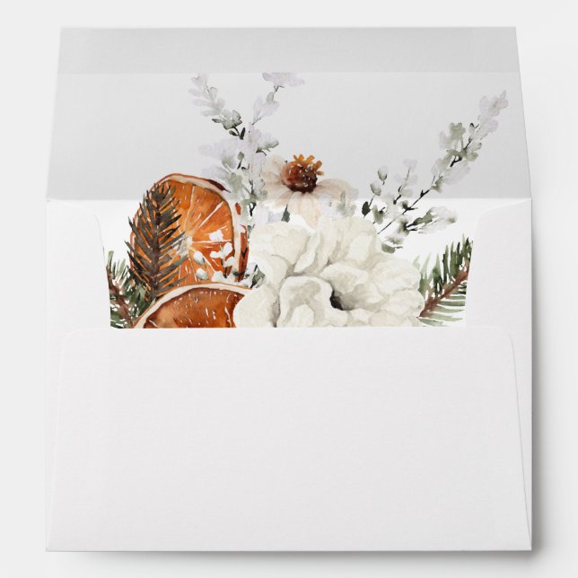 Orange & White Floral Rustic Envelope (Back (Bottom))