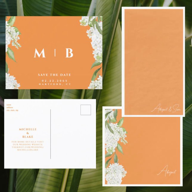 Orange White Floral Script Name Bridal Shower Napkin (Creator Uploaded)