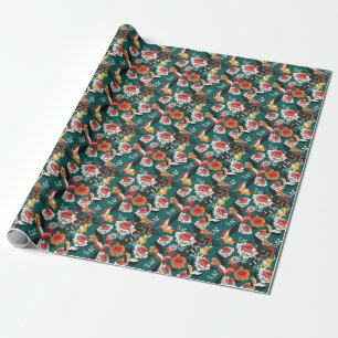 Orange-white floral: vintage seamless illustration wrapping paper