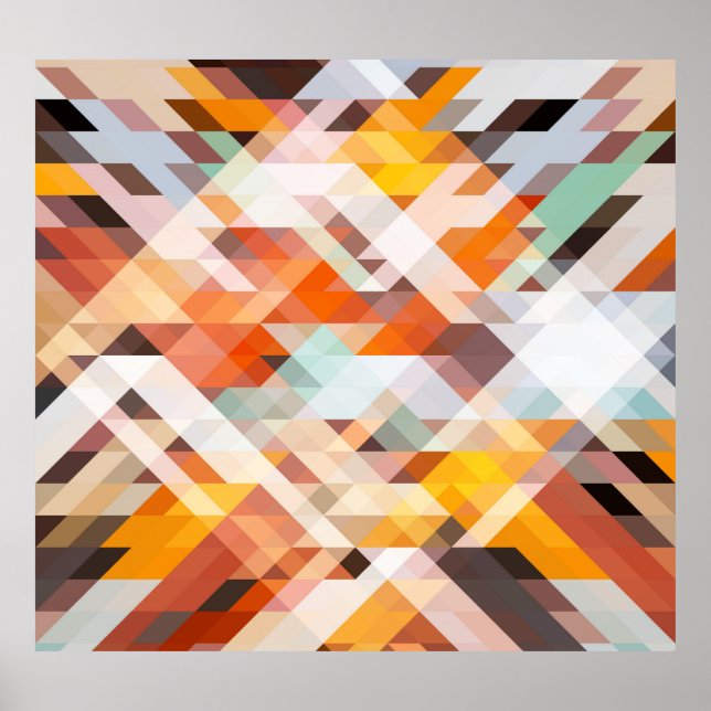 Orange White Geometric: Polygonal Background Poster (Front)