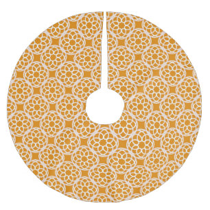 Orange White Geometric Seamless Pattern Brushed Polyester Tree Skirt