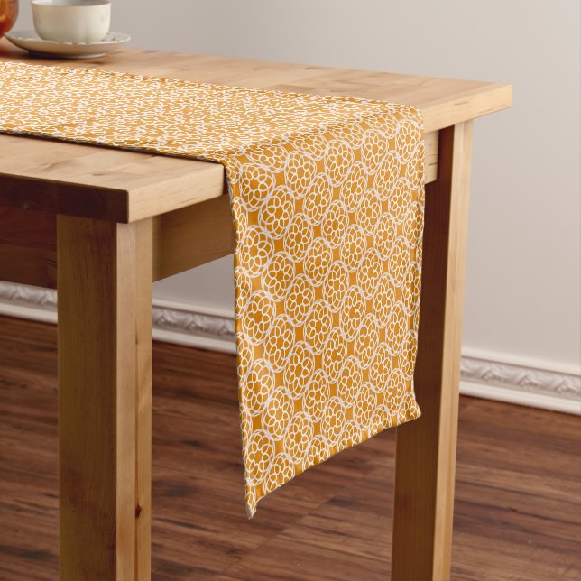 Orange White Geometric Seamless Pattern Short Table Runner (In Situ)