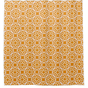Orange White Geometric Seamless Pattern Shower Curtain
