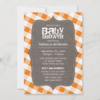Orange & White Gingham Canvas Baby Shower