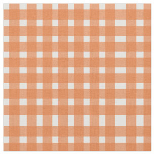 Orange White Gingham Pattern  Fabric