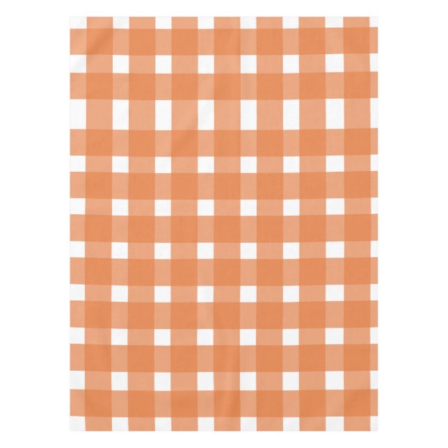 Orange White Gingham Pattern Tablecloth (Front)