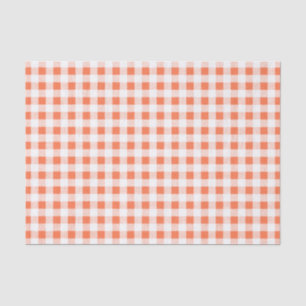 Orange White Gingham Pattern Tissue Paper