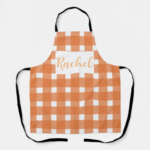 Orange White Gingham Personalised Apron
