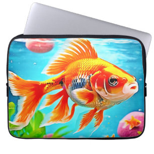 Orange White Goldfish Laptop Sleeve