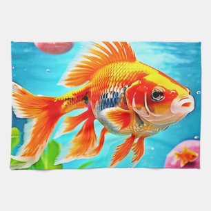 Orange White Goldfish Tea Towel