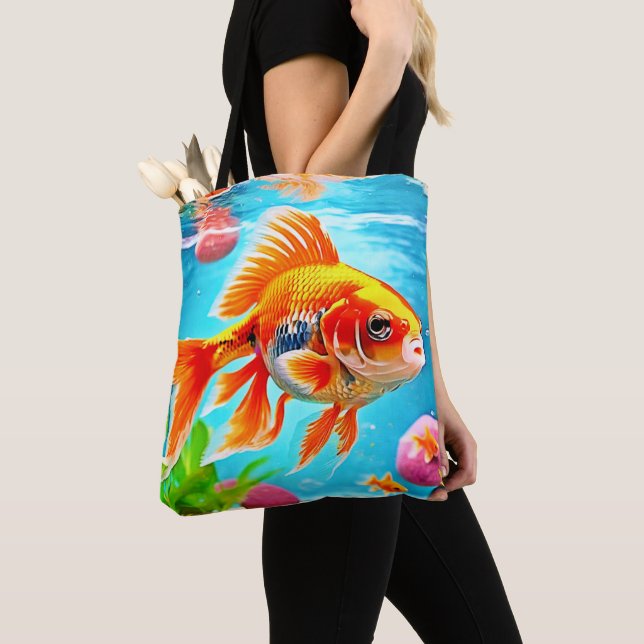 Orange White Goldfish Tote Bag (Close Up)