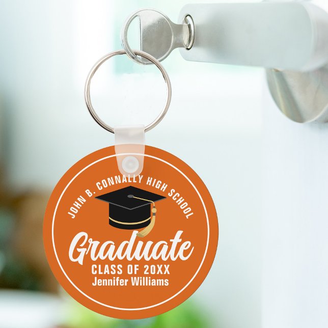 Orange White Graduate Custom 2026 Graduation Key Ring (Creator Uploaded)