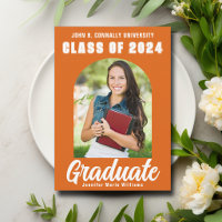 Orange White Graduate Photo Modern Bold Graduation
