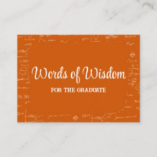 Orange White Graduate Words of Wisdom Advice Enclosure Card